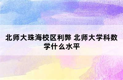北师大珠海校区利弊 北师大学科数学什么水平